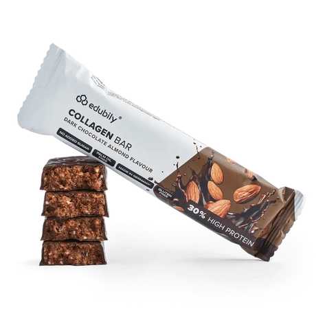 Collagen Bar Dark Chocolate Almond 55 g kaufen -  edubily Proteinriegel  - Fitness Onlineshop
