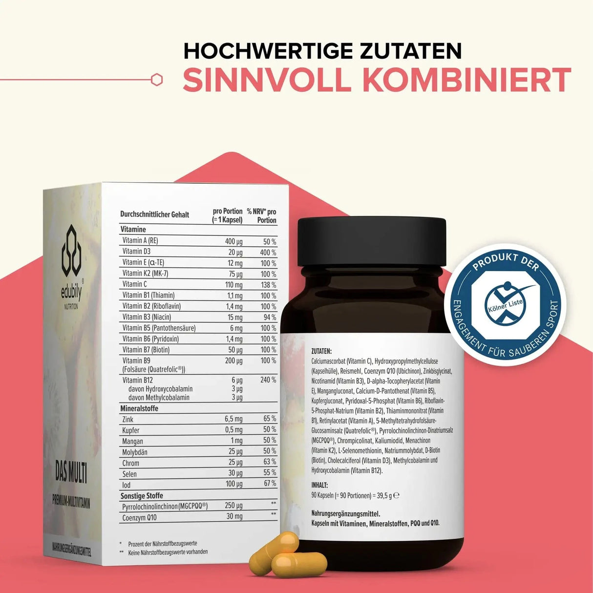 Das Multi - Premium Multivitamin kaufen -  edubily Vitamine  - Fitness Onlineshop