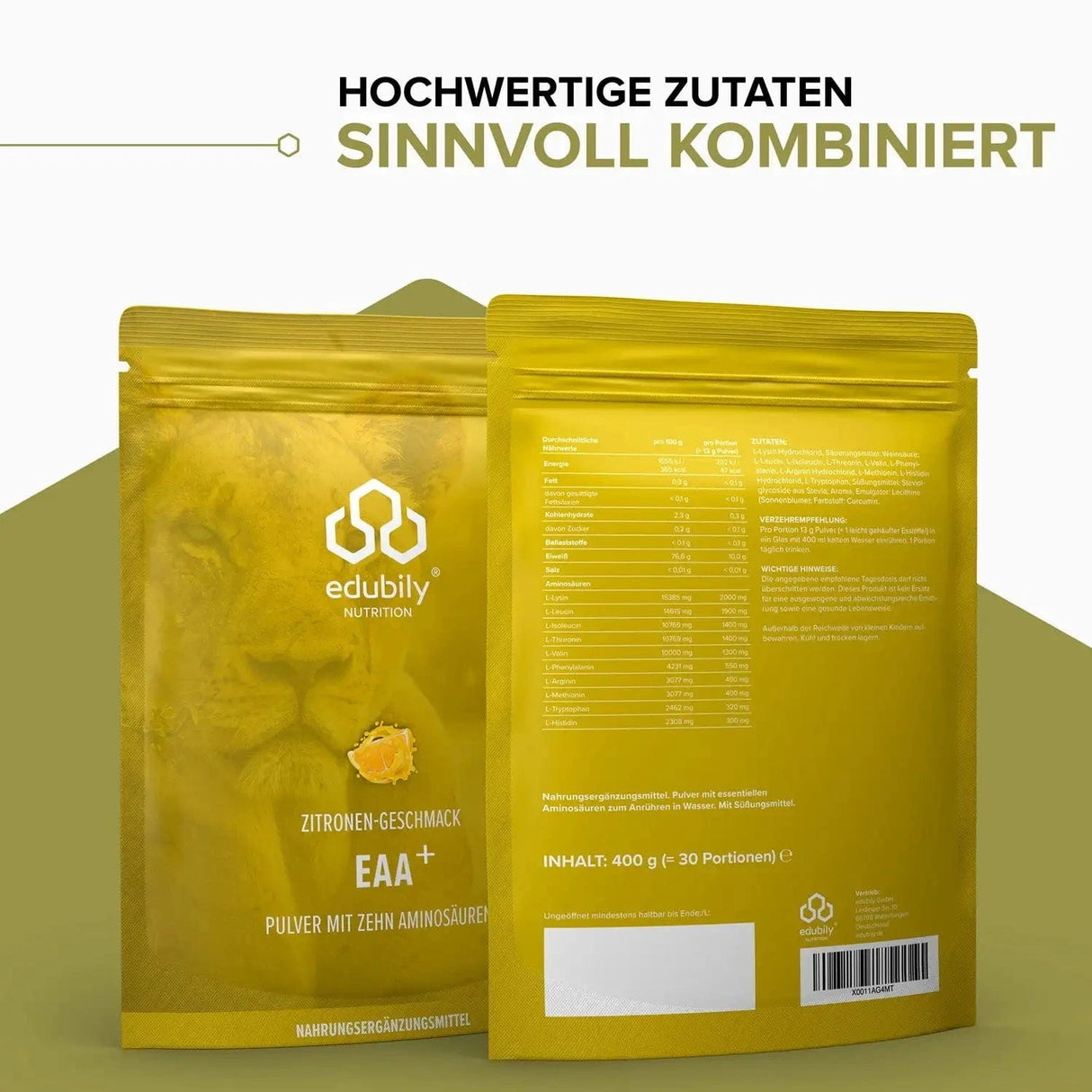 EAA⁺ Pulver (Essenzielle Aminosäuren) kaufen -  edubily EAA  - Fitness Onlineshop