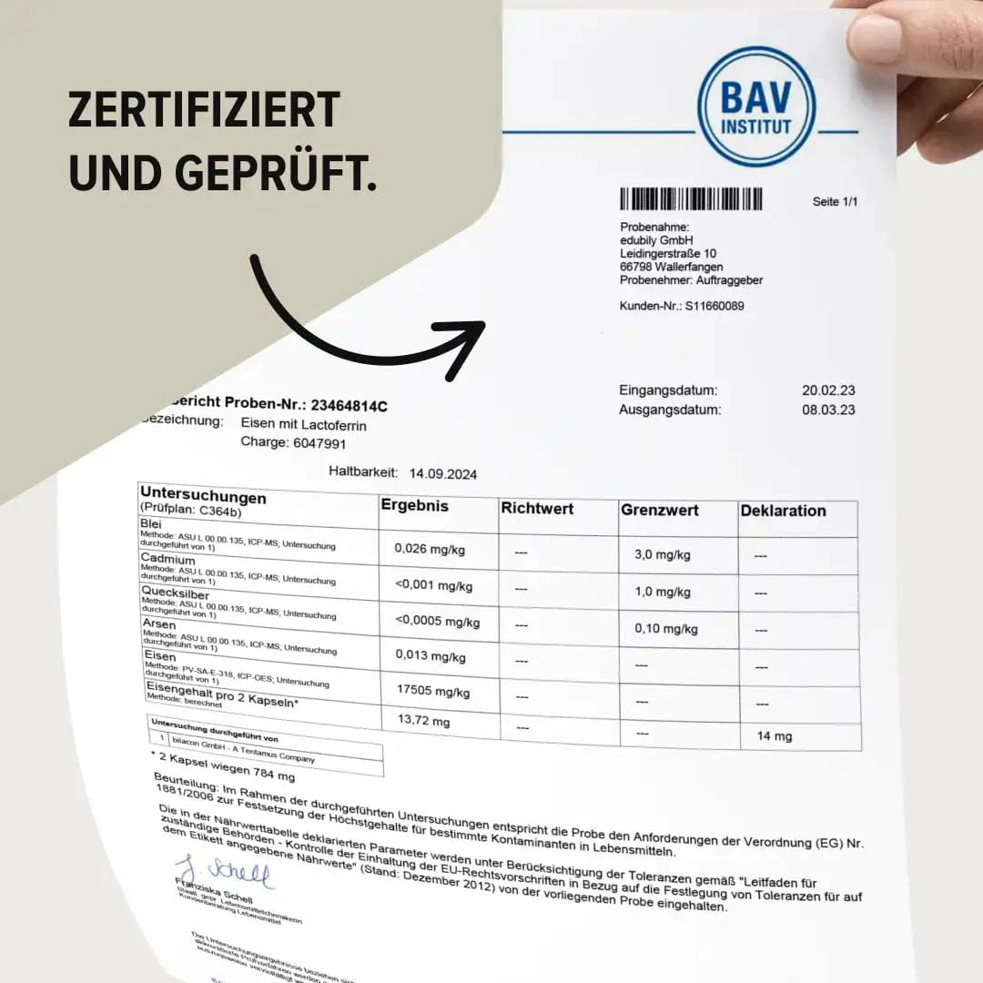 Eisen Kapseln mit Lactoferrin kaufen -  edubily Eisen  - Fitness Onlineshop