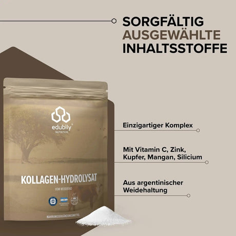 Kollagen-Hydrolysat Pulver kaufen -  edubily Kollagen  - Fitness Onlineshop