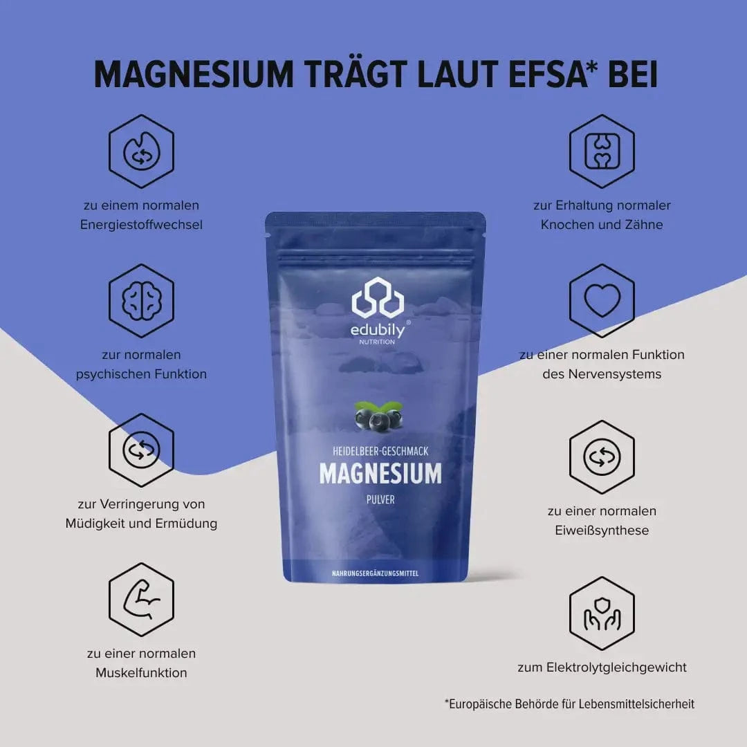 Magnesium-Pulver kaufen -  edubily Magnesium (Mineralstoff)  - Fitness Onlineshop