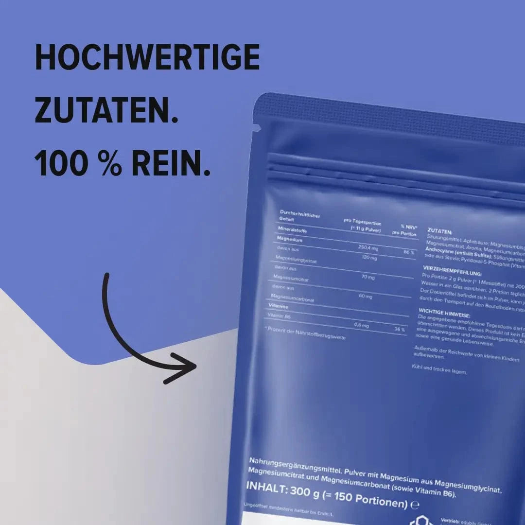 Magnesium-Pulver kaufen -  edubily Magnesium (Mineralstoff)  - Fitness Onlineshop