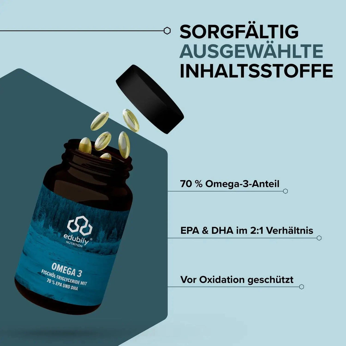 Acquista capsule di omega-3 – (trigliceridi 70%) -  edubily Omega 3  - Negozio online di articoli per il fitness