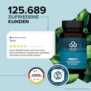 Omega-3 Kapseln – (Triglyceride 70 %) kaufen -  edubily Omega 3  - Fitness Onlineshop