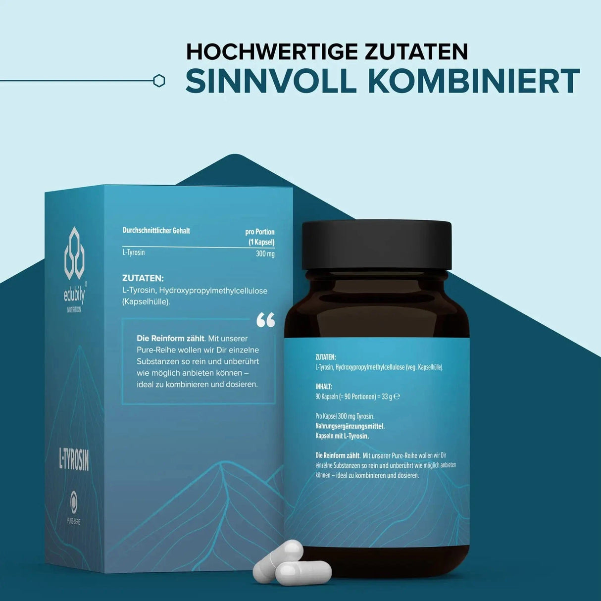 Acquista capsule di L-tirosina PURE -  edubily Altri aminoacidi  - Negozio online di articoli per il fitness