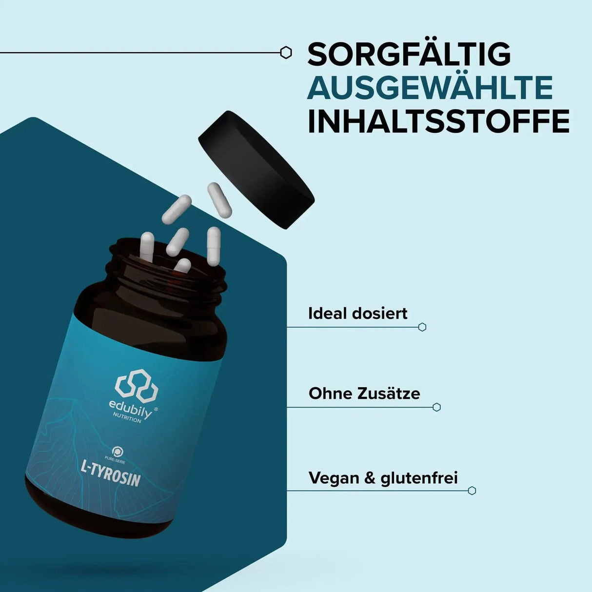 Acquista capsule di L-tirosina PURE -  edubily Altri aminoacidi  - Negozio online di articoli per il fitness