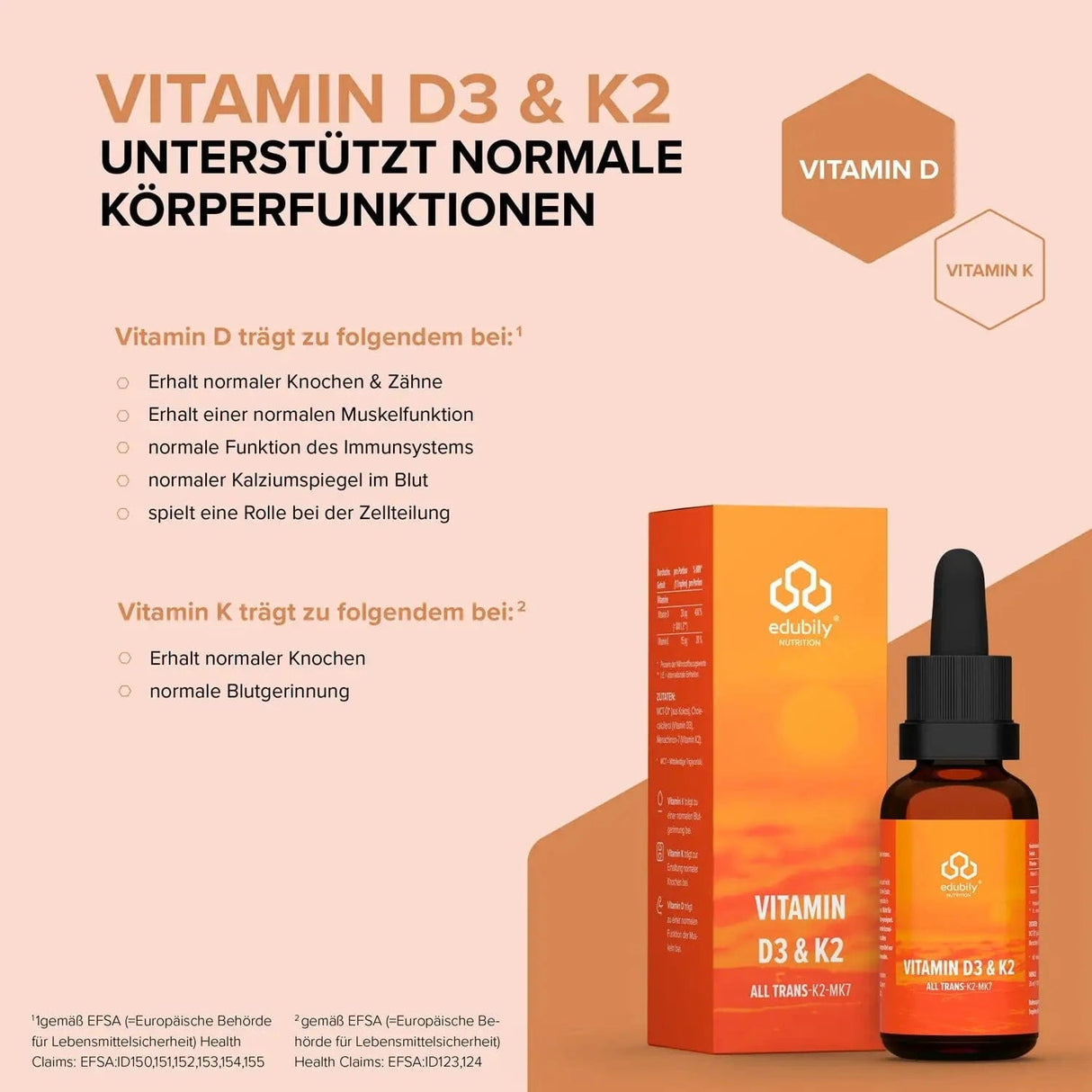 Vitamin D3 & K2 Tropfen 30 ml kaufen -  edubily Vitamine  - Fitness Onlineshop