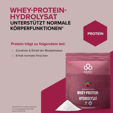 Whey-Hydrolysat Pulver aus Weidemilch Waldbeere kaufen -  edubily Whey Proteinpulver  - Fitness Onlineshop