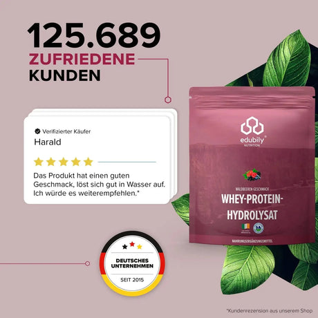 Whey-Hydrolysat Pulver aus Weidemilch Waldbeere kaufen -  edubily Whey Proteinpulver  - Fitness Onlineshop