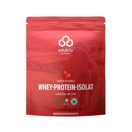 Whey-Isolat Pulver aus Weidemilch Erdbeere kaufen -  edubily Whey Proteinpulver  - Fitness Onlineshop