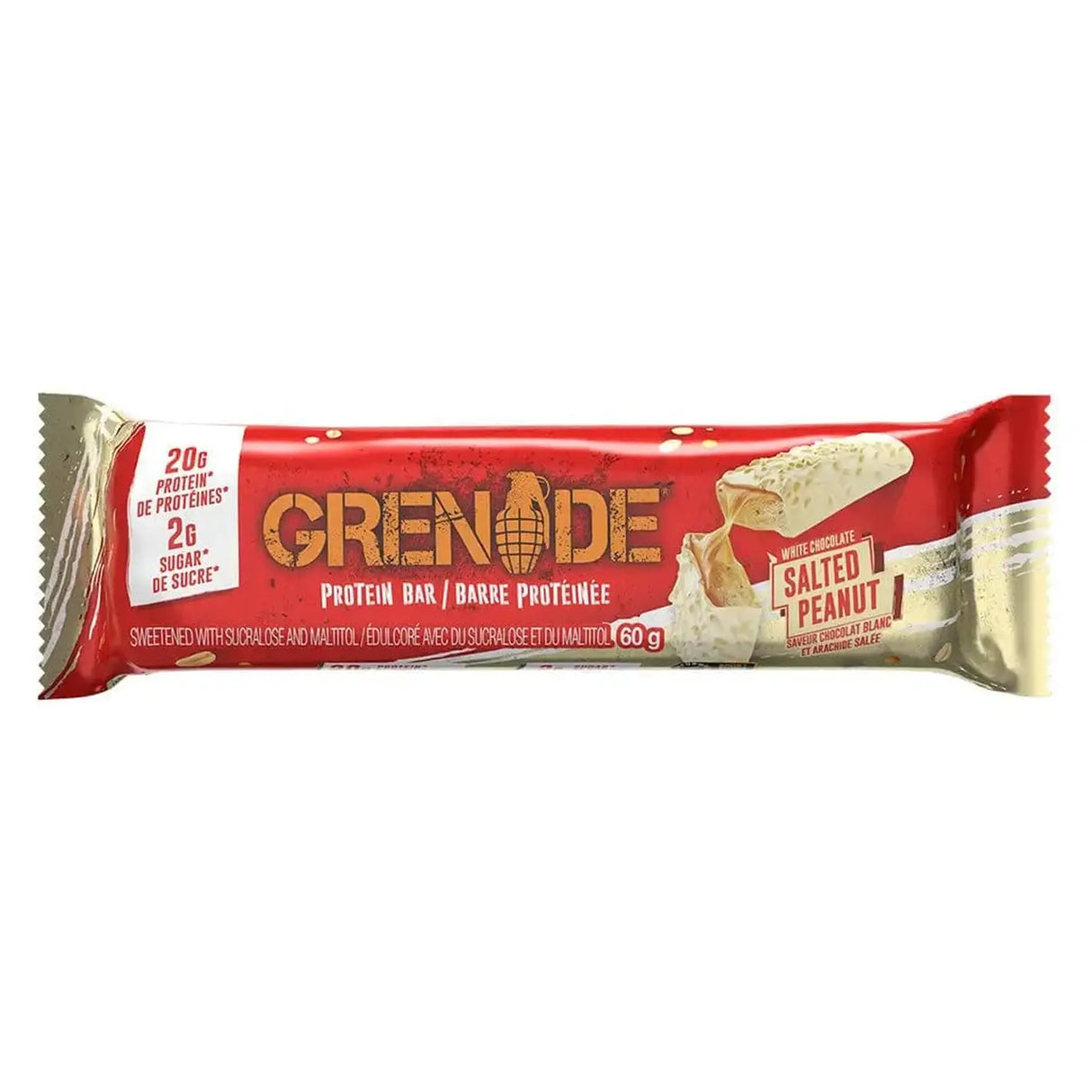 Acheter la barre protéinée Grenade Grenade 60 g au chocolat blanc et aux cacahuètes salées sur HighPowered.ch