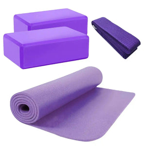 Fitness- und Yoga-Set (1x Matte, 2x Block, 1x Strap) Violett kaufen -  HighPowered Mobility Set  - Fitness Onlineshop
