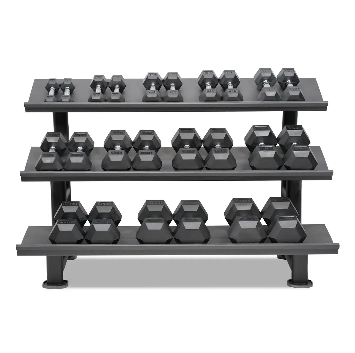Buy Hexagon Dumbbell Set (2–25 kg, 12 pairs) with Storage Rack - HighPowered Dumbbell Sets - Fitness Online Store