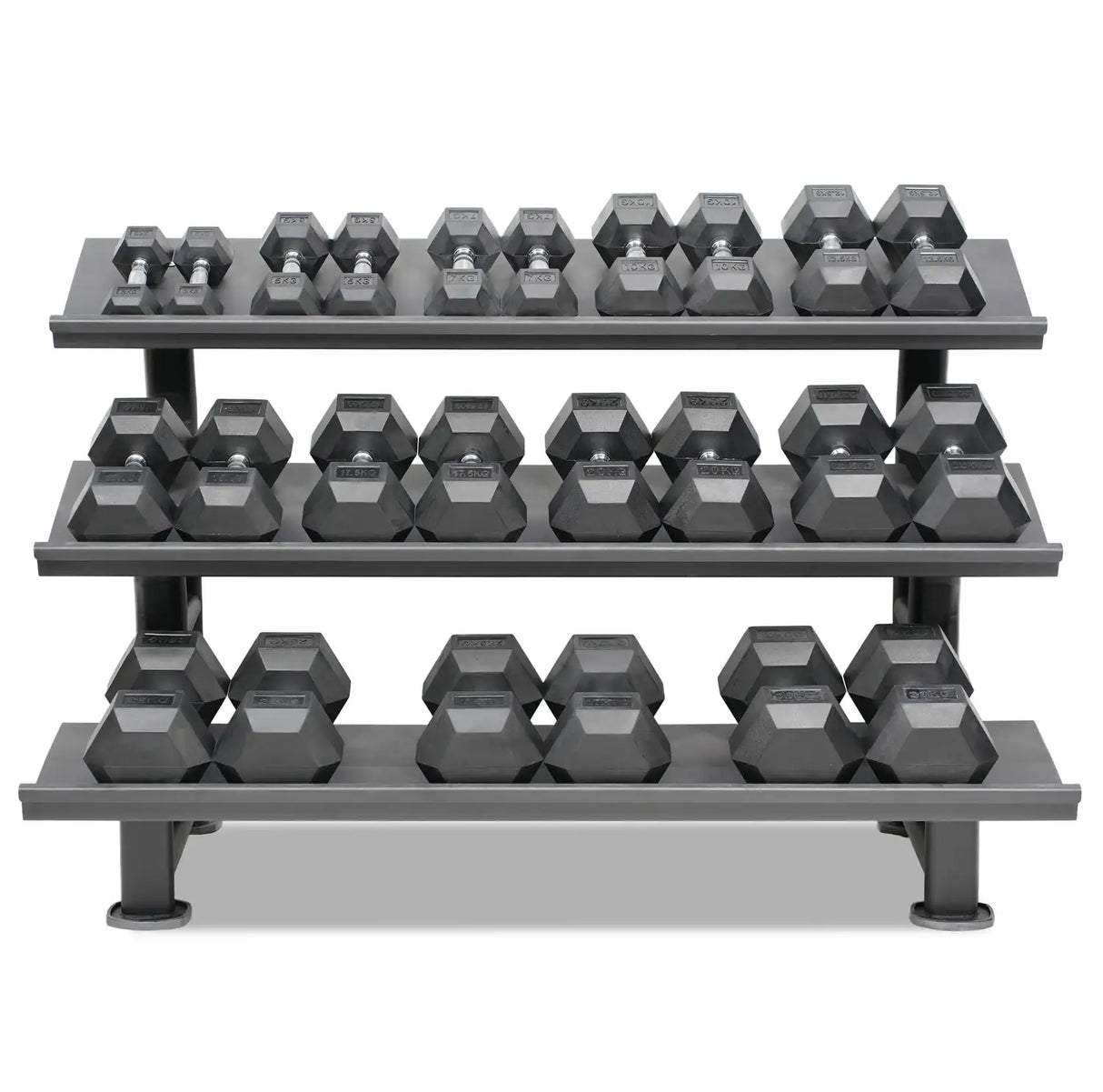 Buy Hexagon Dumbbell Set (3–30 kg, 12 pairs) with Storage Rack - HighPowered Dumbbell Sets - Fitness Online Store