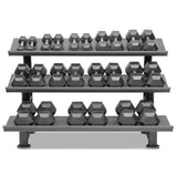 Buy Hexagon Dumbbell Set (3–30 kg, 12 pairs) with Storage Rack - HighPowered Dumbbell Sets - Fitness Online Store