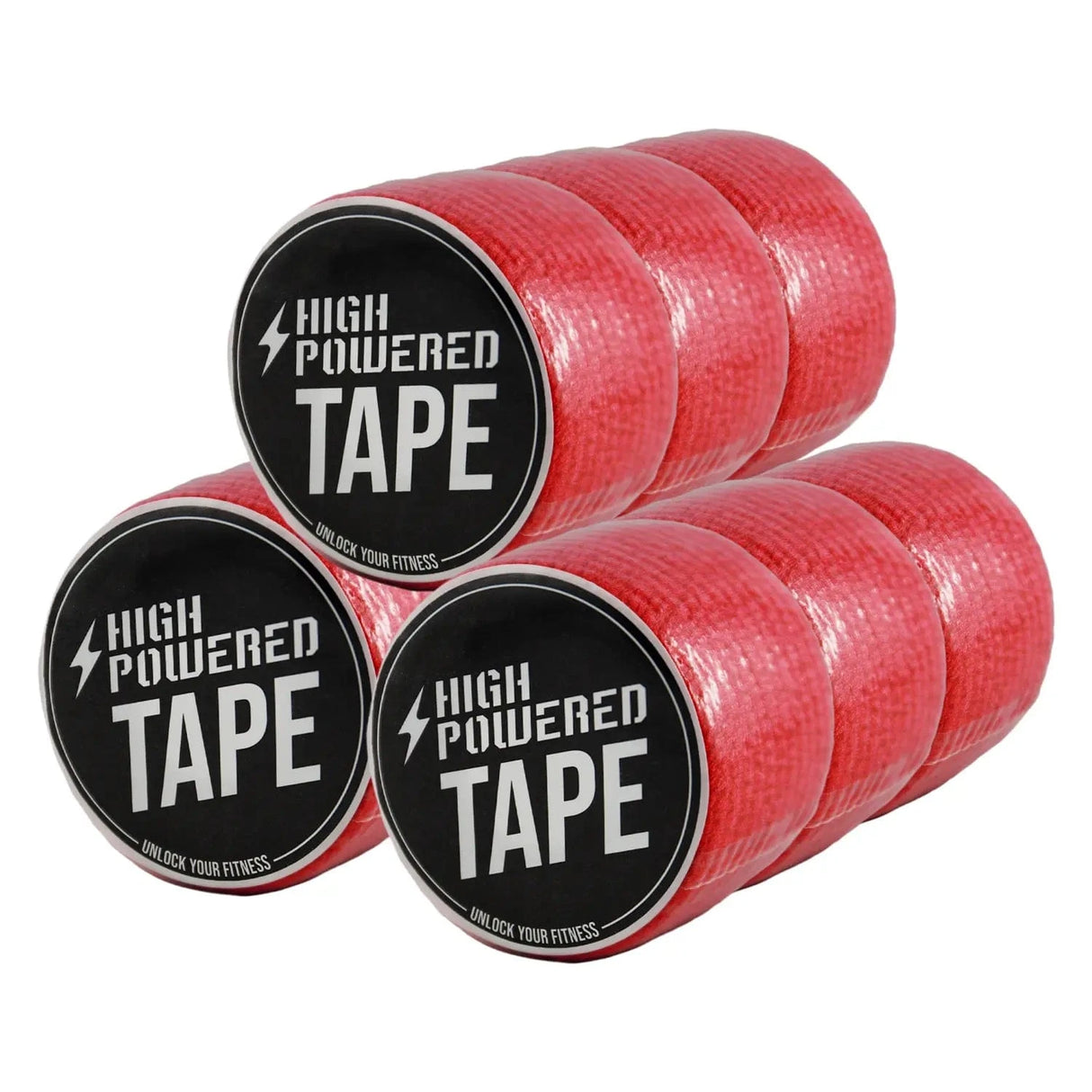 Acquista HighPowered Tape (fascia adesiva ad alta tenuta per sollevamento pesi) 9 rotoli / Rosso -  Fasce adesive per il pollice HighPowered  - Negozio online di articoli per il fitness