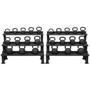 Powder-Coated Kettlebell Set Complete Double (24 Kettlebells 4-40kg) mit 2 Storage Racks kaufen -  HighPowered Kettlebell Sets  - Fitness Onlineshop