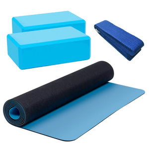 HighPowered Yoga-Set (1x Yoga-Matte, 2x Block, 1x Strap) Blau kaufen bei HighPowered.ch