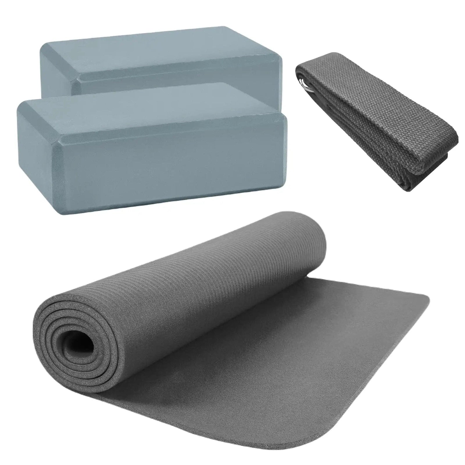 HighPowered Fitness- und Yoga-Set (1x Matte, 2x Block, 1x Strap) Grau kaufen bei HighPowered.ch