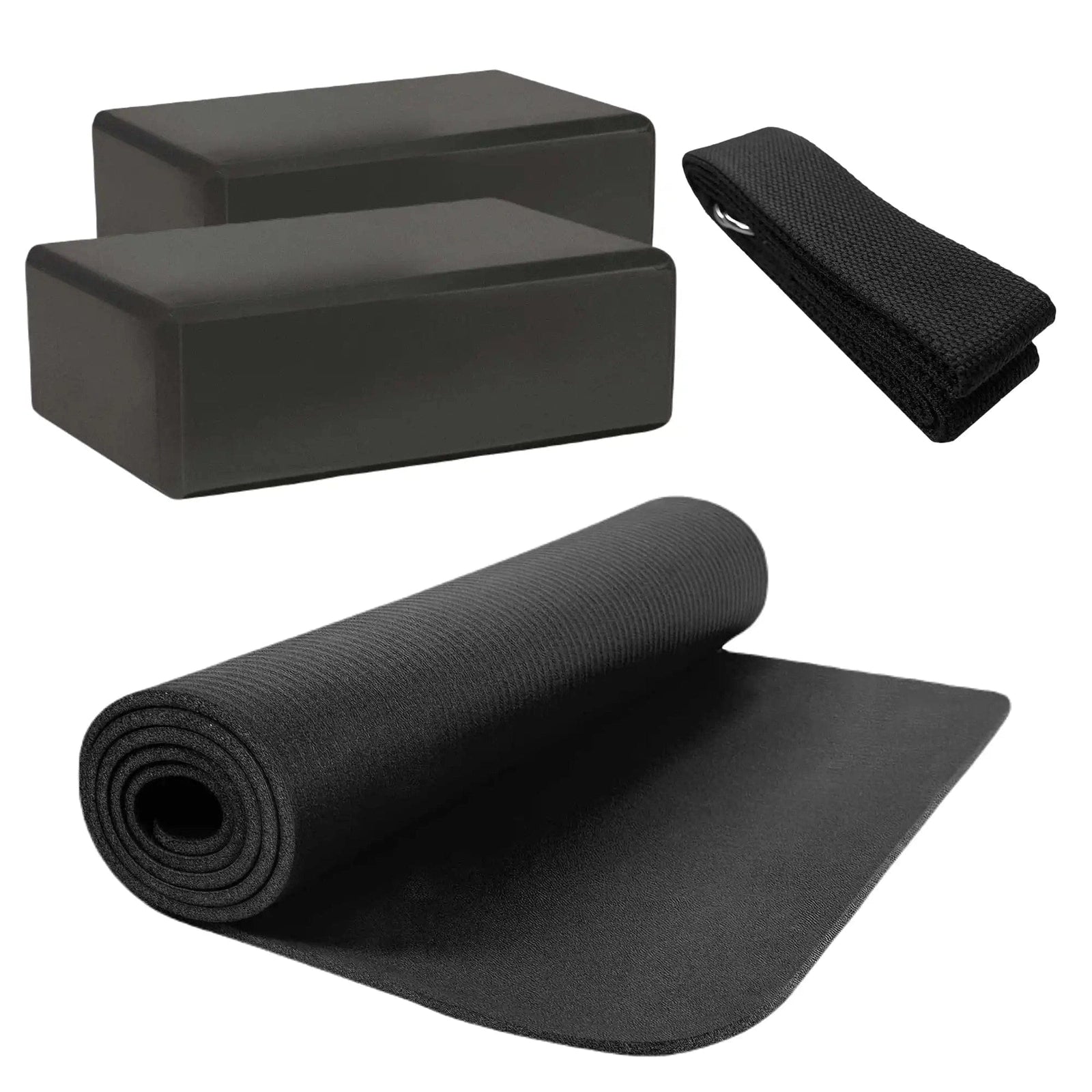 HighPowered Fitness- und Yoga-Set (1x Matte, 2x Block, 1x Strap) Schwarz kaufen bei HighPowered.ch