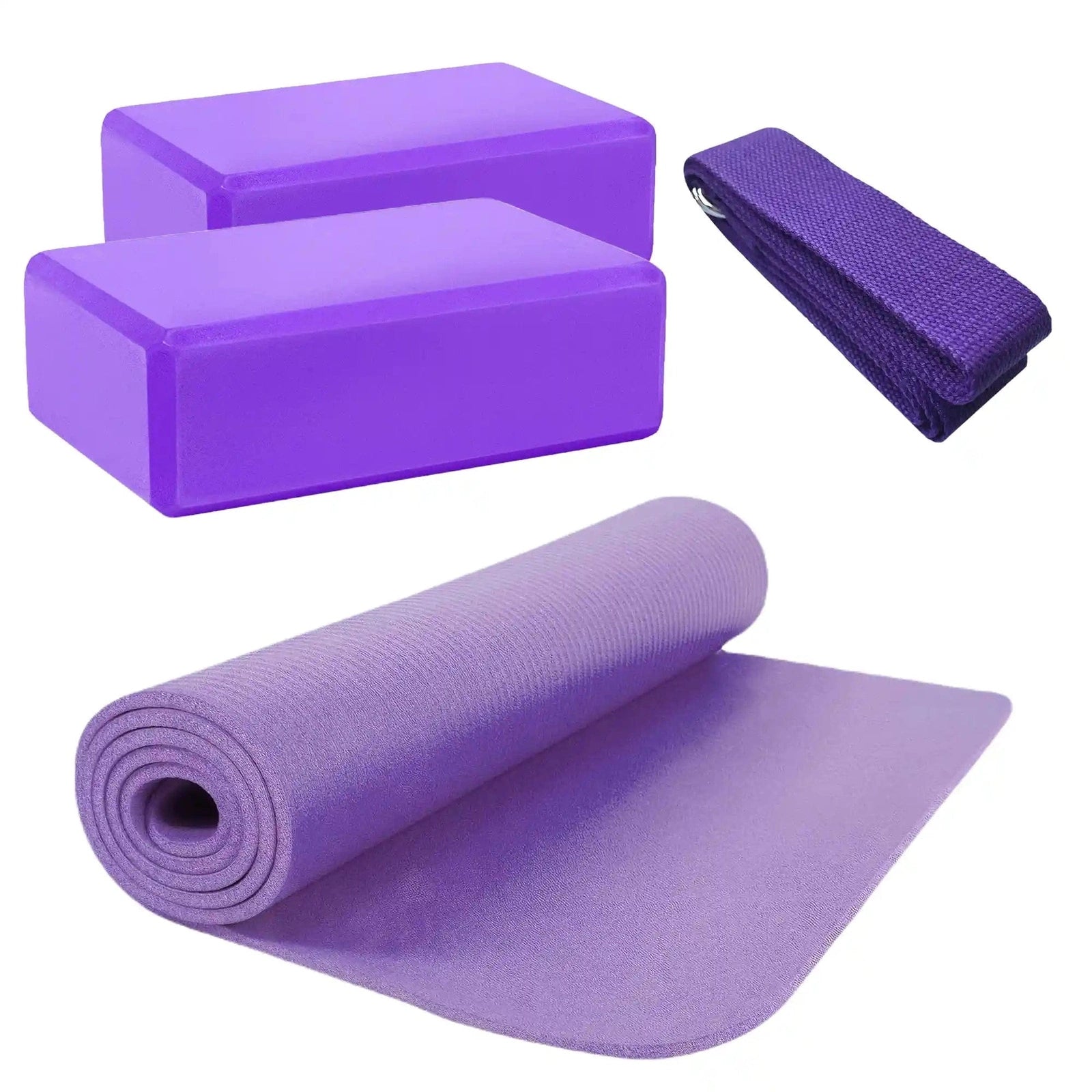 HighPowered Fitness- und Yoga-Set (1x Matte, 2x Block, 1x Strap) Violett kaufen bei HighPowered.ch