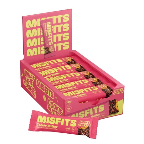 Acheter la barre protéinée végétalienne Misfits Misfits au beurre de biscuit (15 x 50 g) sur HighPowered.ch