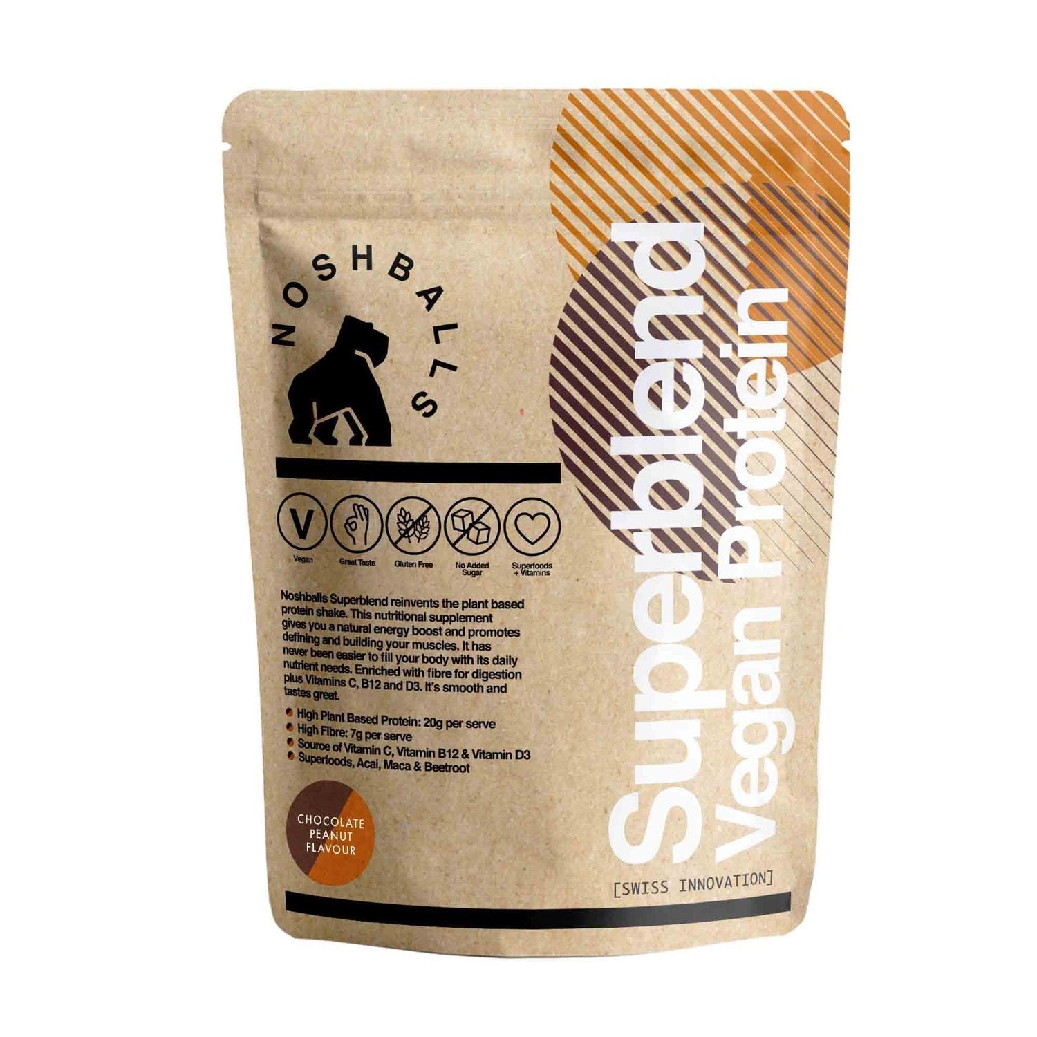 Noshballs Superblend Protein (1 kg) Chocolate Peanut kaufen bei HighPowered.ch