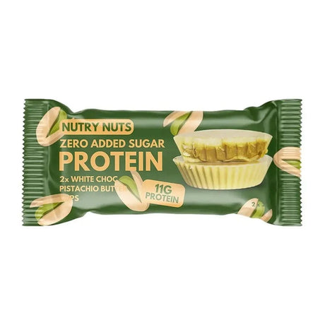 Acheter Nutry Nuts Zero Added Sugar - Cups au beurre de cacahuète protéinés 42 g / Chocolat blanc & Pistache - Barres protéinées Nutry Nuts - Boutique en ligne de fitness