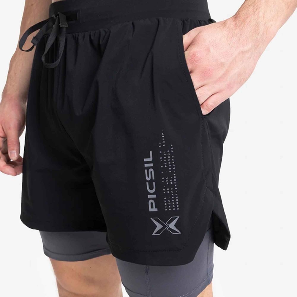 Acheter le short de compression PicSil 2-en-1 pour homme 0.1 (short de compression) noir sur HighPowered.ch