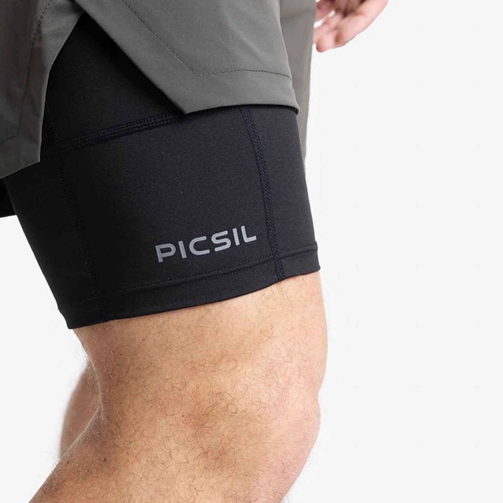 Acheter le short de compression PicSil 2-en-1 pour homme 0.1 (short de compression) vert olive sur HighPowered.ch