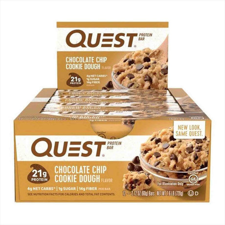 Achetez les barres protéinées Quest Nutrition Protein Riegel 12 x 60 g Chocolate Chip Cookie Dough sur HighPowered.ch