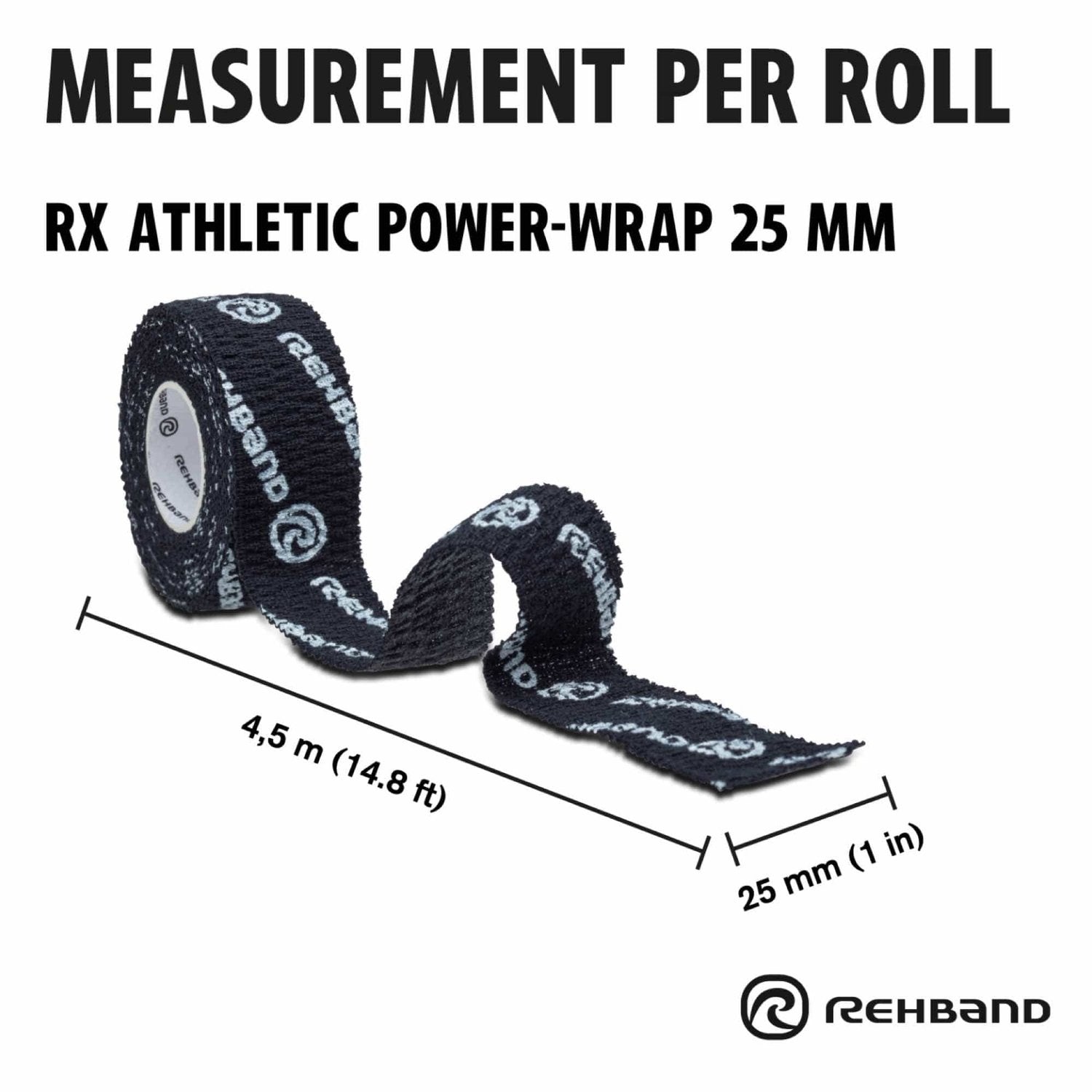 Rehband RX Athletic Power-Wrap 25 mm x 3 Rollen (Gewichtheberband) Schwarz kaufen bei HighPowered.ch