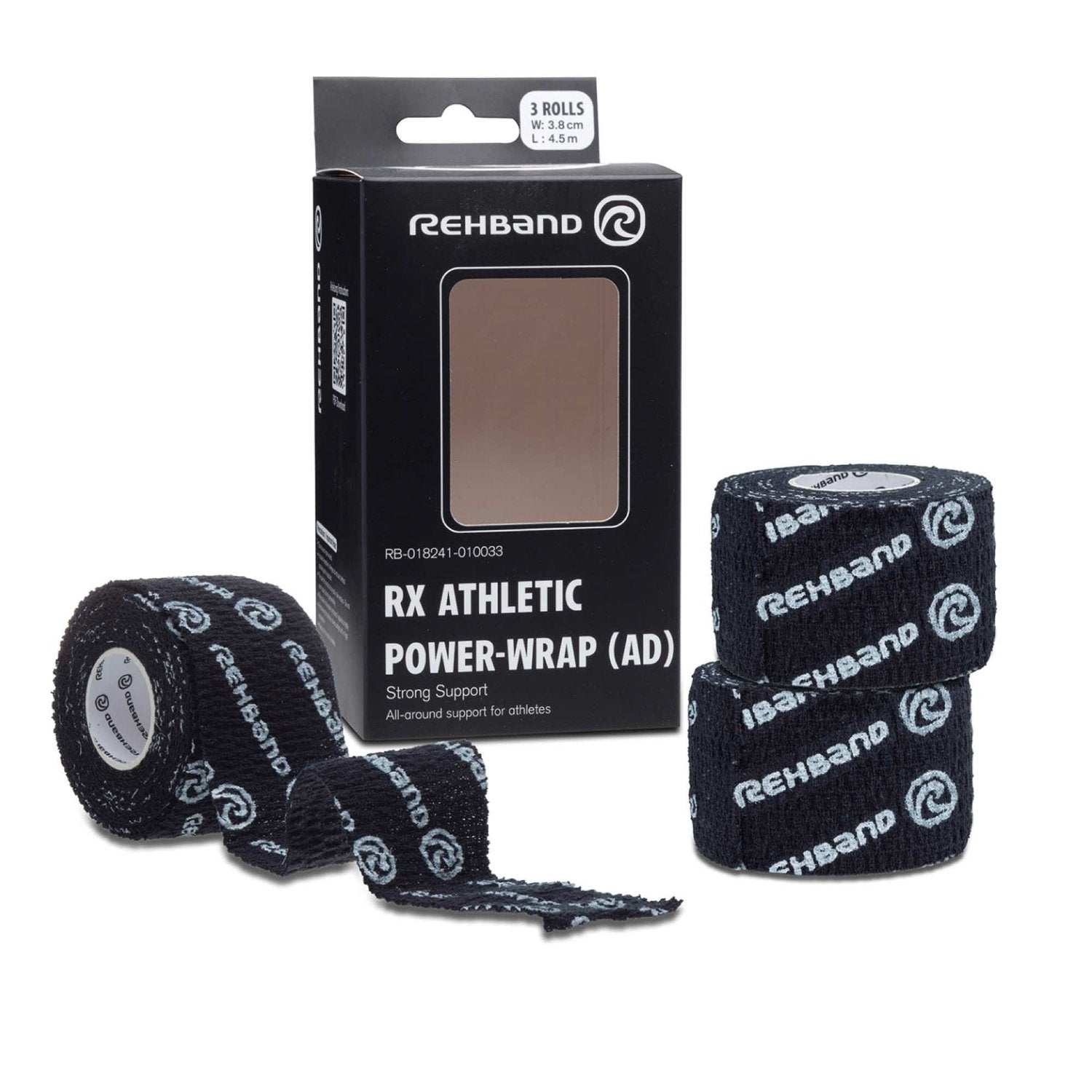 Rehband RX Athletic Power-Wrap 38 mm x 3 Rollen (Gewichtheberband) Schwarz kaufen bei HighPowered.ch