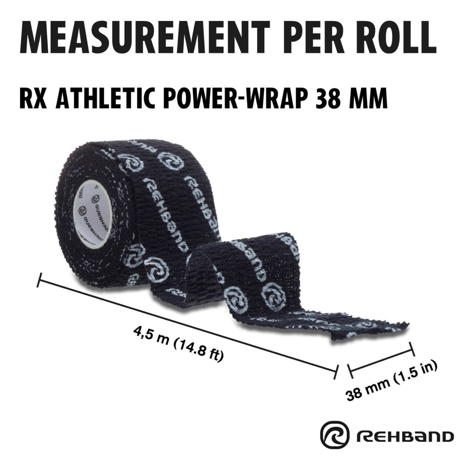 Rehband RX Athletic Power-Wrap 38 mm x 3 Rollen (Gewichtheberband) Schwarz kaufen bei HighPowered.ch