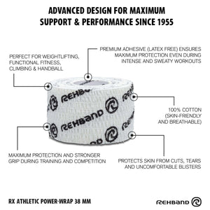 Rehband RX Athletic Power-Wrap 38 mm x 3 Rollen (Gewichtheberband) Weiss kaufen bei HighPowered.ch