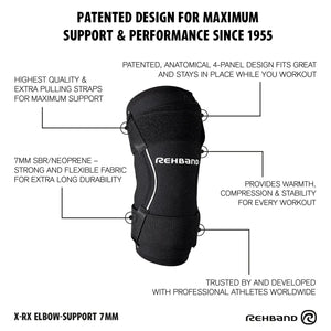 Rehband X-RX Elbow Support 7 mm mit Straps (rechts) Schwarz kaufen bei HighPowered.ch