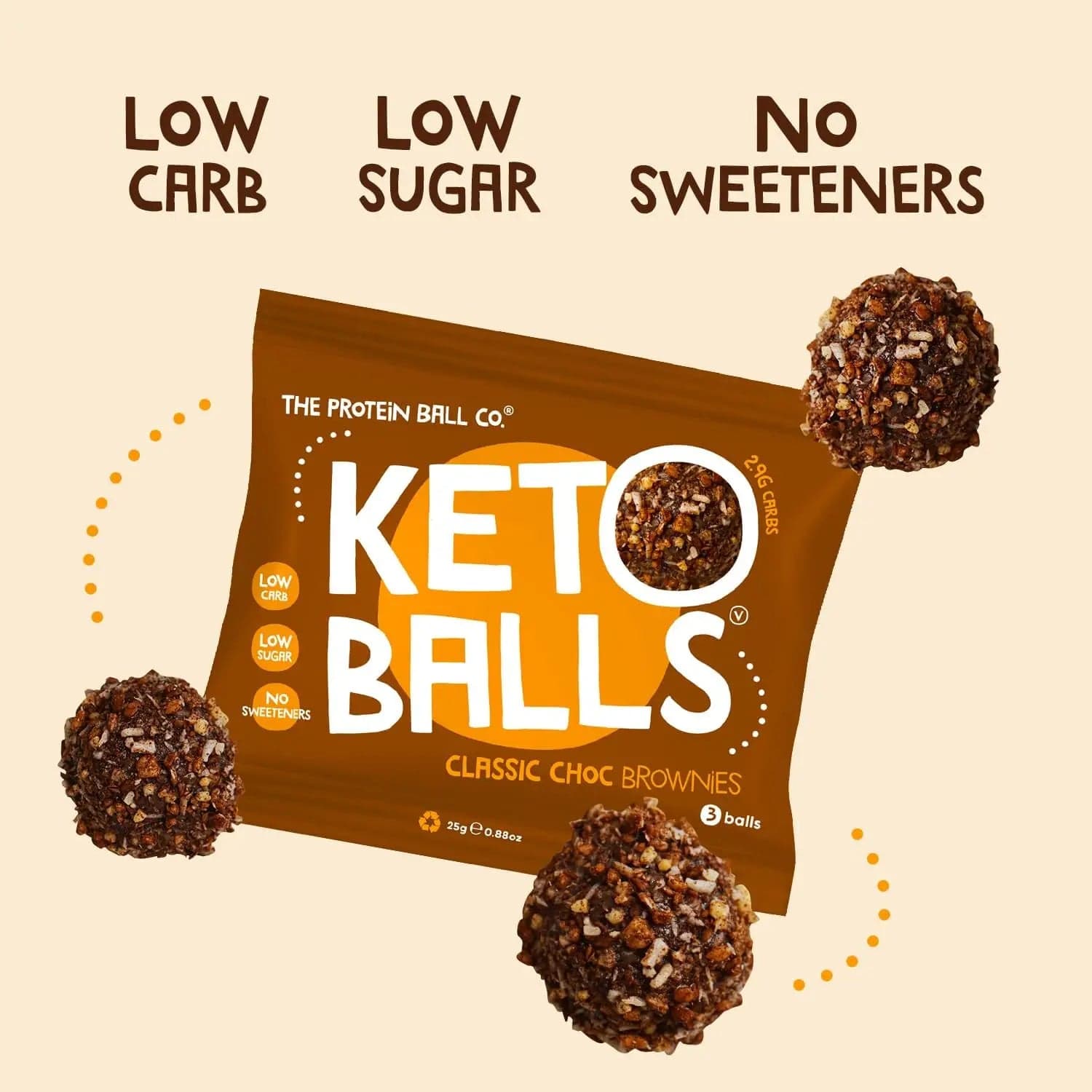The Protein Ball Co Keto Ball Snack 25 g Classic Choc Brownies kaufen bei HighPowered.ch