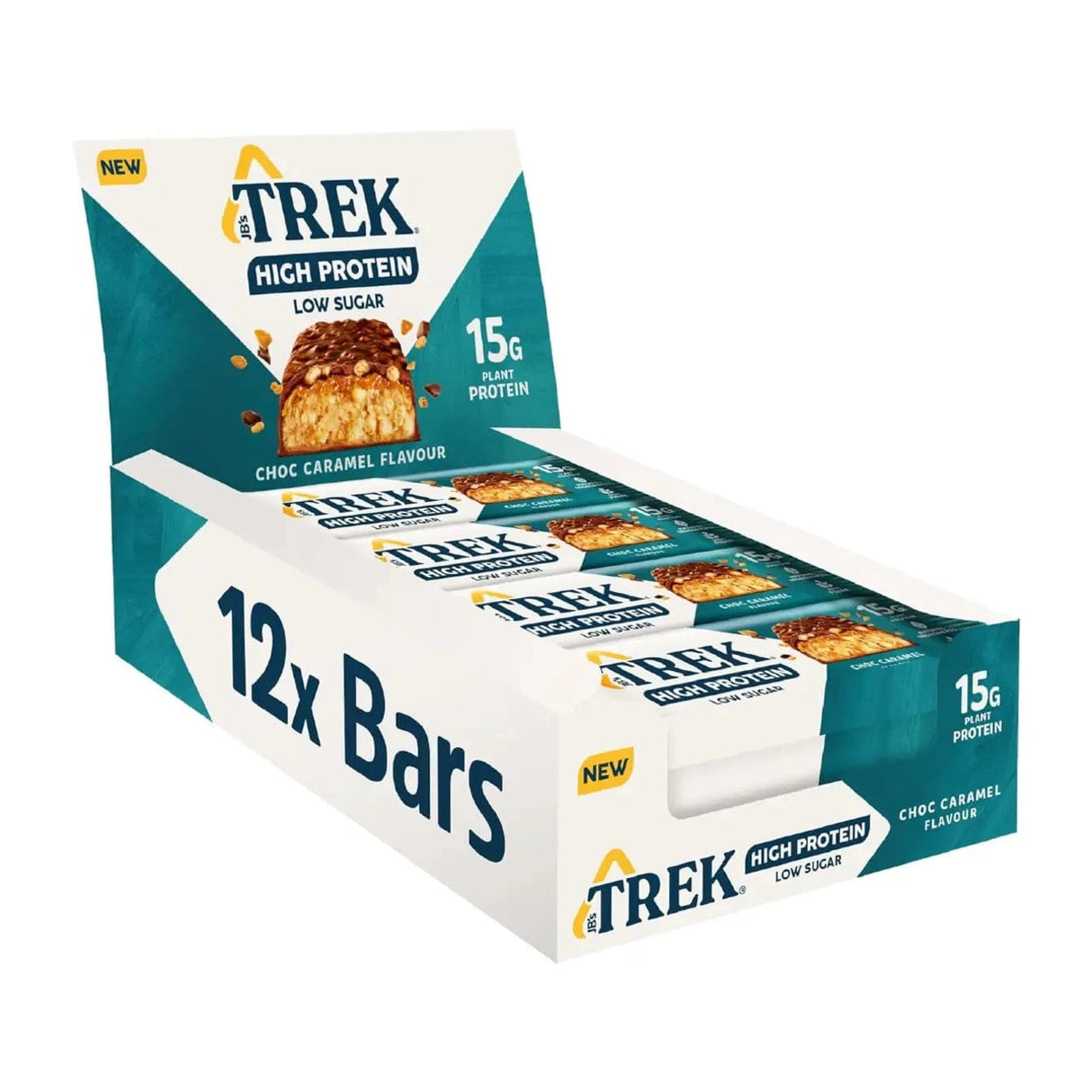 Acheter les barres TREK riches en protéines et pauvres en sucre, 12 x 55 g / Choc Caramel - Barres protéinées végétaliennes TREK - Boutique en ligne de fitness