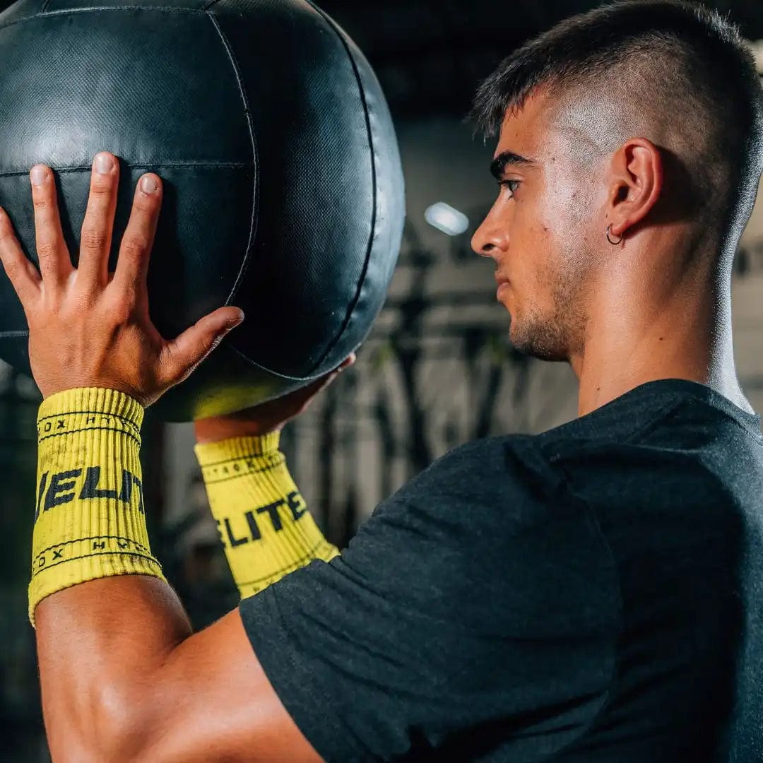 Acheter les bracelets Velites (bandes anti-transpiration) Hyrox (jaunes) sur HighPowered.ch