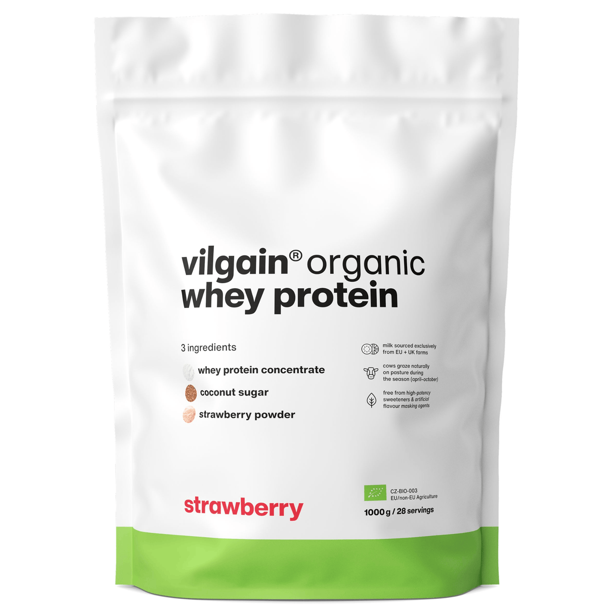 BIO Whey Protein Erdbeere / 1'000 g kaufen -  Vilgain Whey Proteinpulver  - Fitness Onlineshop