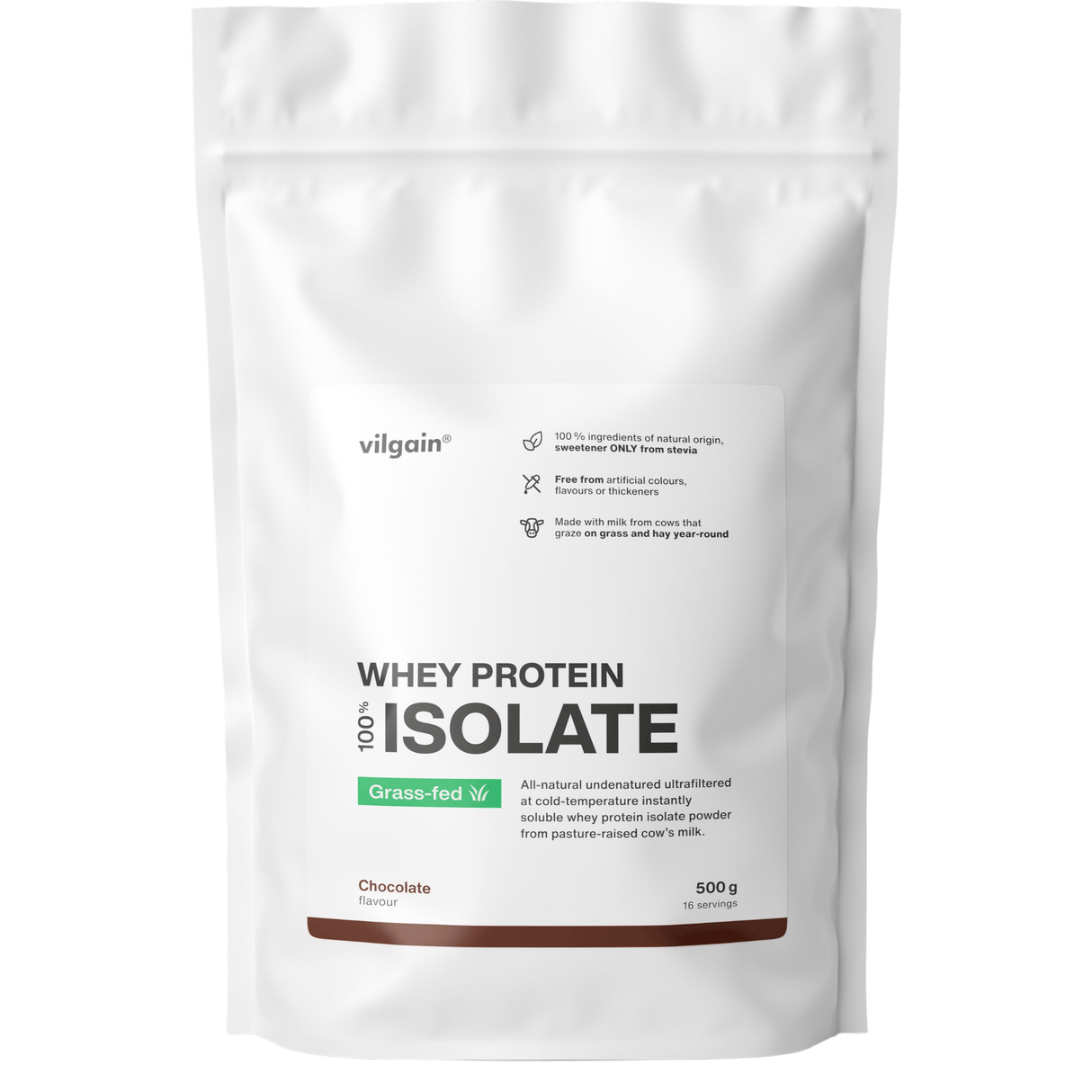 Grass-Fed Whey Protein Isolat Schokolade / 500 g kaufen -  Vilgain Whey Proteinpulver  - Fitness Onlineshop