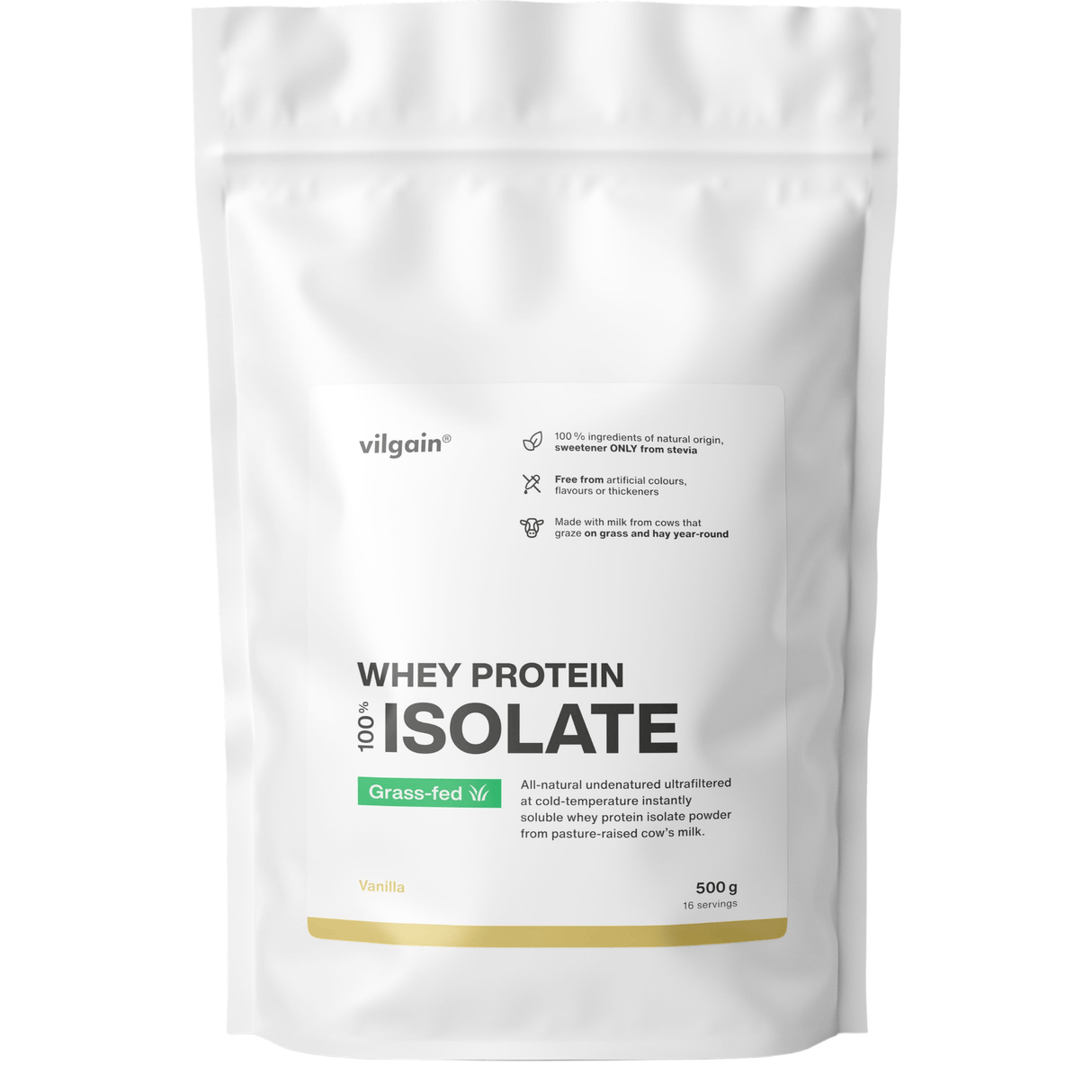 Grass-Fed Whey Protein Isolat Vanille / 500 g kaufen -  Vilgain Whey Proteinpulver  - Fitness Onlineshop