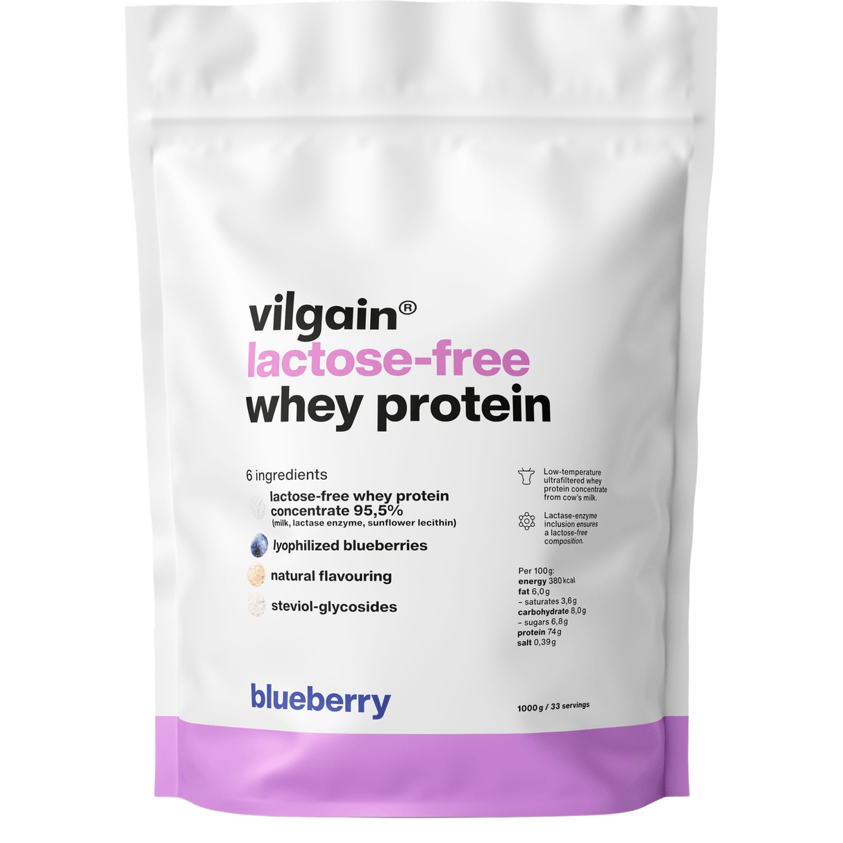 Lactose-Free Whey Protein Heidelbeere / 1'000 g kaufen -  Vilgain Whey Proteinpulver  - Fitness Onlineshop