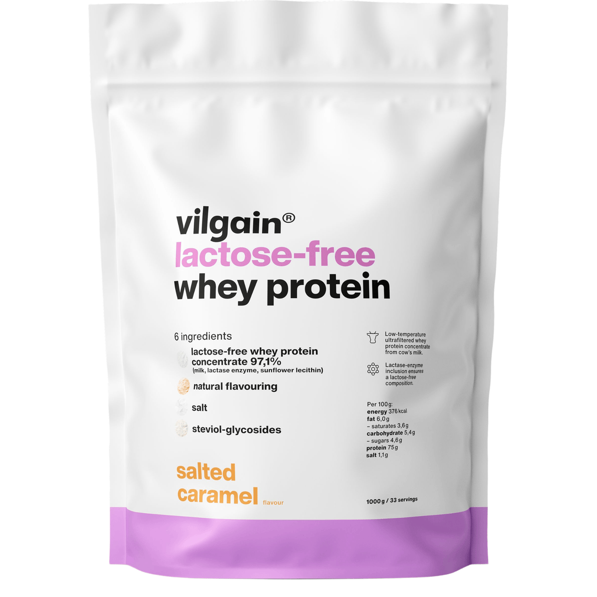 Lactose-Free Whey Protein Salzkaramell / 1'000 g kaufen -  Vilgain Whey Proteinpulver  - Fitness Onlineshop