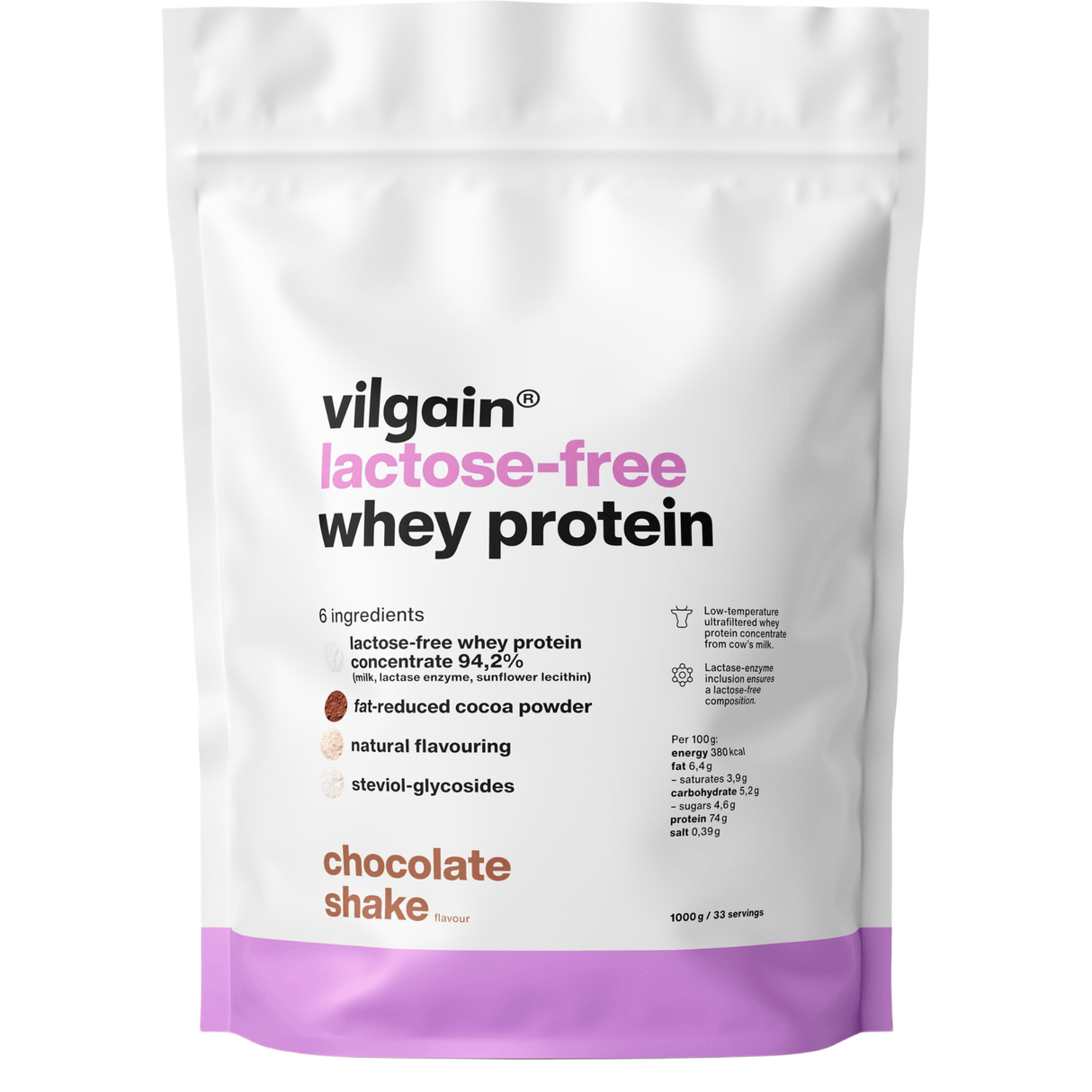 Lactose-Free Whey Protein Schokoladenshake / 1'000 g kaufen -  Vilgain Whey Proteinpulver  - Fitness Onlineshop