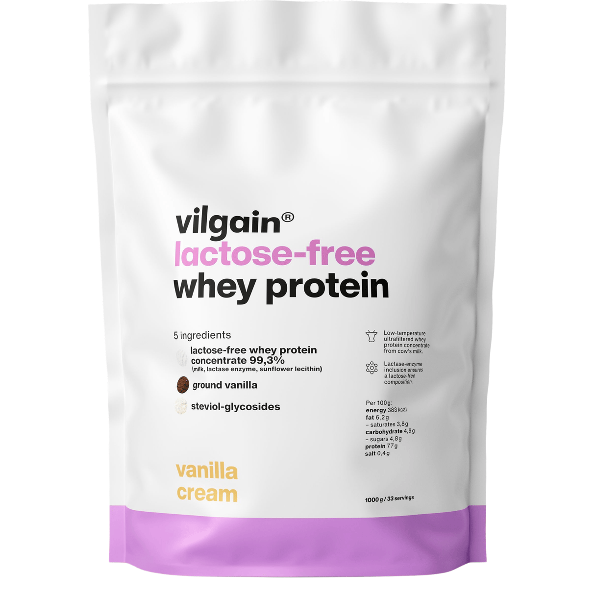 Lactose-Free Whey Protein Vanillecreme / 1'000 g kaufen -  Vilgain Whey Proteinpulver  - Fitness Onlineshop