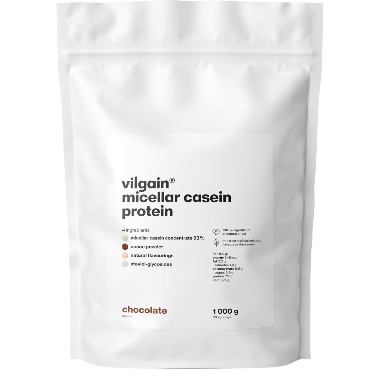 Micellar Casein Protein Schokolade / 1'000 g kaufen -  Vilgain Casein Proteinpulver  - Fitness Onlineshop