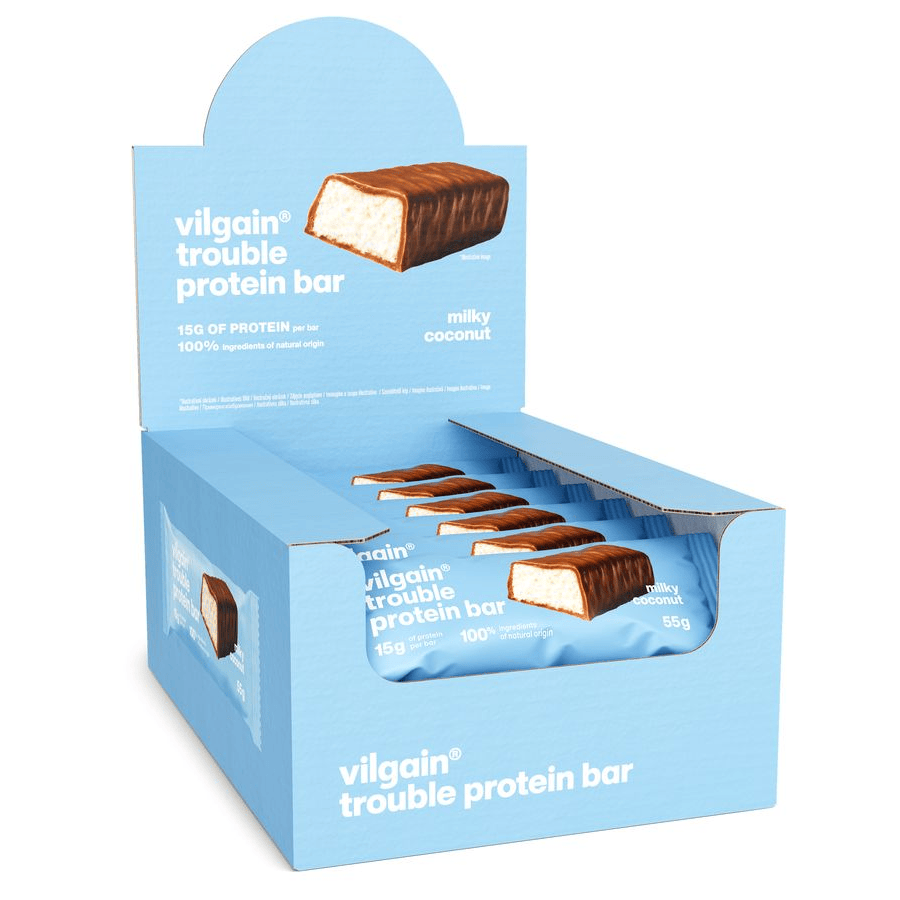 Trouble Protein Bar Kokosnuss mit Milchschokolade / 12 x 55 g kaufen -  Vilgain Proteinriegel  - Fitness Onlineshop