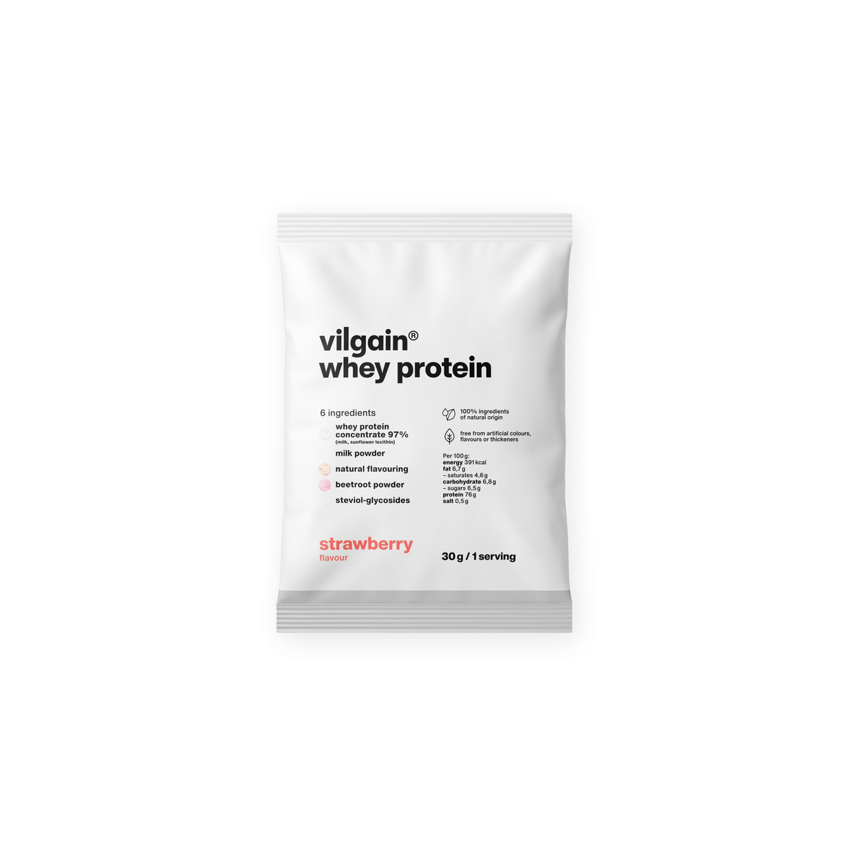 Whey Protein Erdbeere / 30 g kaufen -  Vilgain Whey Proteinpulver  - Fitness Onlineshop
